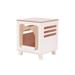 Tan Elyse Elevated Wooden Cat Litter Box Enclosure Side Table, Small