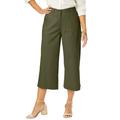 Plus Size Women's Chino Wide-Leg Crop by Jessica London in Dark Olive Green (Size 28 W)