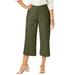 Plus Size Women's Chino Wide-Leg Crop by Jessica London in Dark Olive Green (Size 26 W)