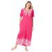 Plus Size Women's Knit Zip Long Lounger by Dreams & Co. in Pink Burst Meadow Floral (Size L)