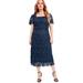 Plus Size Women's Square-Neck Lace Jessica Dress by June+Vie in Navy (Size 30/32)