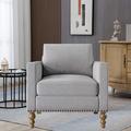 Armchair - Alcott Hill® Alimzhan 30.3" Linen Armchair Linen in Gray/Blue/Black | 34.3 H x 30.3 W x 31.11 D in | Wayfair