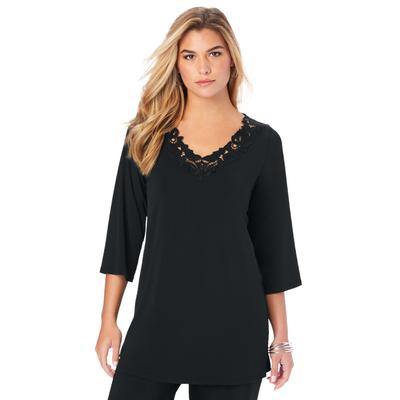 Plus Size Women's Lace V-Neck Ultrasmooth® Fabric...