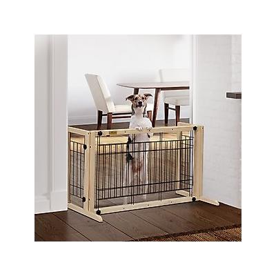 Coziwow 21-in Adjustable Extra Wide Freestanding Dog Gate, Natural Wood
