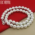 DOTEFFIL-Collier de perles en argent regardé 925 pour hommes et femmes boule de perles lisses