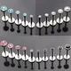 Boucles d'oreilles en cristal rose bleu noir 5 pièces 16G barre de Labret Piercing de nez