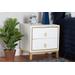 Baxton Studio Donald Modern Glam and Luxe White Finished Wood and Gold Metal 2-Drawer End Table - Wholesale Interiors JY21B011-White/Gold-ET