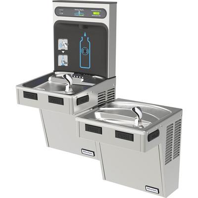 Halsey Taylor HTHB-HAC8BLSS-WF Wall Mount Bi Level Drinking Fountains w/ Bottle Filler - Refrigerated, Filtered, Silver, 115 V