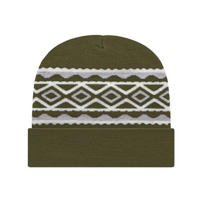 CAP AMERICA RKD12 USA- Made Diamond Knit Cuff in Olive Green/Silver | Acrylic Blend