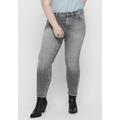 Skinny-fit-Jeans ONLY CARMAKOMA "CARWILLY REG SK ANK JNS" Gr. 50, Länge 32, grau (grey, used) Damen Jeans Röhrenjeans
