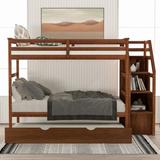 Twin-over-Twin/Full-over-Full Bunk Bed with Twin Size Trundle and 3 Storage Stairs