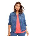 Plus Size Women's Essential Denim Jacket by June+Vie in Medium Wash (Size 12 W)