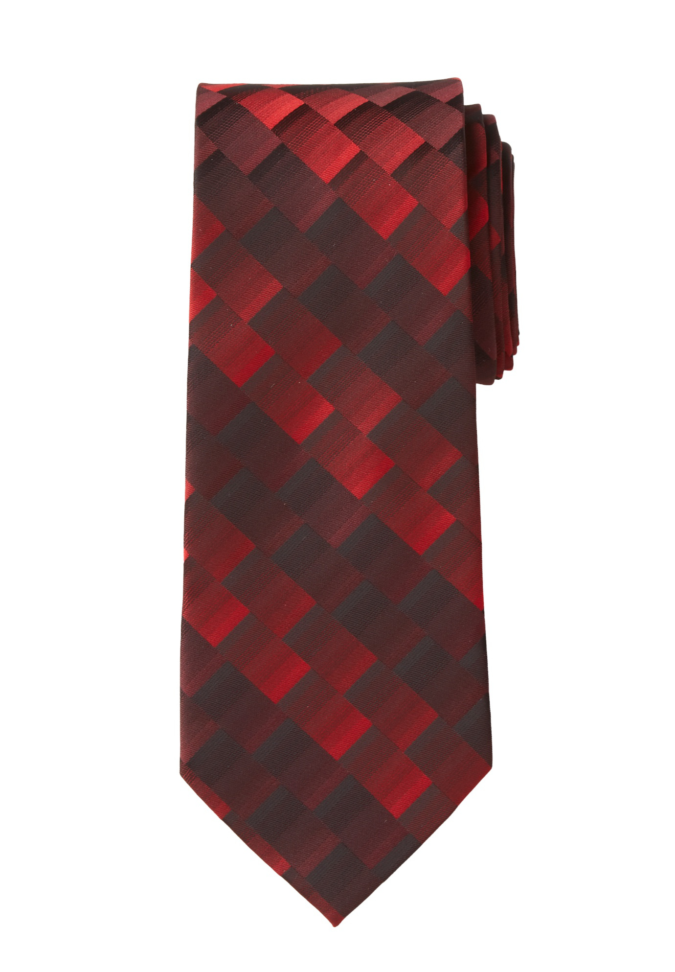 Men's Big & Tall KS Signature Extra Long Classic Geo Tie by KingSize in Rich Burgundy Geo Necktie