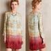 Anthropologie Dresses | Anthropologie Maeve Cleome Silk Tunic Shift Dress Ombr Paisley Slit Sleeves | Color: Blue/Gold | Size: Xs