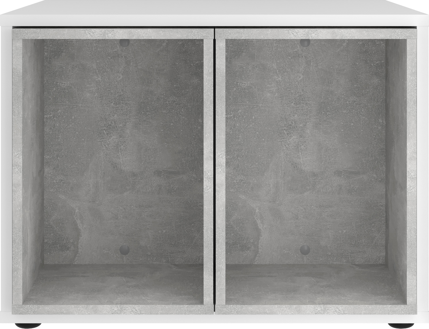 Couchtisch FMD "Joker 2", weiß (weiß, beton la, weiß, weiß), B:67,5cm H:50cm T:67,5cm, Tische, Couchtisch Eckige Couchtische