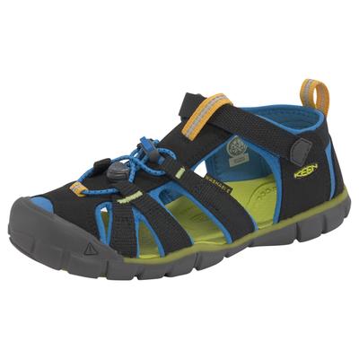 Sandale KEEN "SEACAMP II CNX", Gr. 34, schwarz (schwarz, lime), Synthetik, sportlich, Schuhe