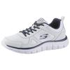 Sneaker SKECHERS "Track-Scloric", Herren, Gr. 48,5, blau (weiß, navy), Textil, Leder, sportlich, Schuhe, Freizeitschuh, Halbschuh, Schnürschuh mit Skechers Memory Foam