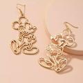 Disney Jewelry | Mickey Mouse Disney World Cut Out Minimalist Dangle Trending Cute Gift Earrings | Color: Gold | Size: Os