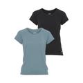 Funktionsshirt FAYN SPORTS "Double Pack Essential" Gr. 46, blau (schwarz, eisblau) Damen Shirts Funktionsshirts
