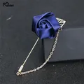 Boutonnière de Mariage Meldel broches de Corsage Roses en soie feuilles dorées pour hommes