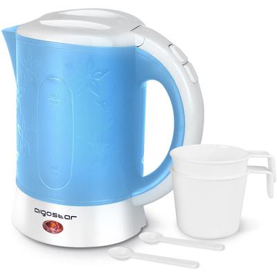 Kleiner Wasserkocher 0,6 Liter Mini Kettle, BPA-Frei, Kompakt Reisewasserkocher Set, Inklusive 2