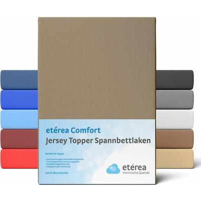 Jersey Topper Spannbettlaken Spannbetttuch, 90x200 - 100x200 cm Mokka - Mokka - Etérea