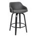 HomeRoots 26" Gray Swivel Faux Leather Black Wooden Bar Stool - 19.5 X 35 X 20.5