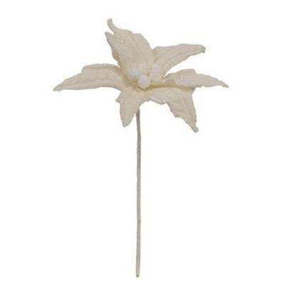 White Knit Poinsettia - Small - 4.50"W x 13"H