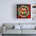 The Holiday Aisle® Merry Christmas Golden Wreath - Unframed on Canvas in Green/Red/Yellow | 18 H x 18 W in | Wayfair