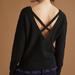 Anthropologie Sweaters | Anthropologie Maeve Xs Nwt Cross-Back Sweater Top Black Knit Waffle | Color: Black | Size: Xs