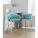 Wade Logan Gracen Swivel 26.25" Counter Stool Upholstered/Velvet/Metal in Blue | 34.5 H x 21.25 W x 19 D in | Wayfair