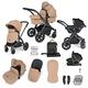 Ickle Bubba Stomp Luxe All-in-One I-Size Travel System with Isofix Base (Stratus) - Black/Desert/Black