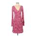 Express Casual Dress - Sheath V Neck Long sleeves: Pink Dresses - Women's Size X-Small