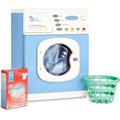 Casdon Blue Electronic Washer. Toy Washing Machine with Spinning Drum, Lights, and Sound Effects. Includes Laundry Basket and Washing Powder Box. Playset for Children Aged 3+