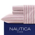 Nautica - Percale Collection - Bed Sheet Set - 100% Cotton, Crisp & Cool, Lightweight & Moisture-Wicking Bedding, Queen, Coleridge Red