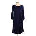 Halogen Casual Dress - A-Line Scoop Neck 3/4 sleeves: Blue Print Dresses - Women's Size Small