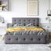 Queen Size Linen Fabric Upholstered Platform Bed with 4 Drawers