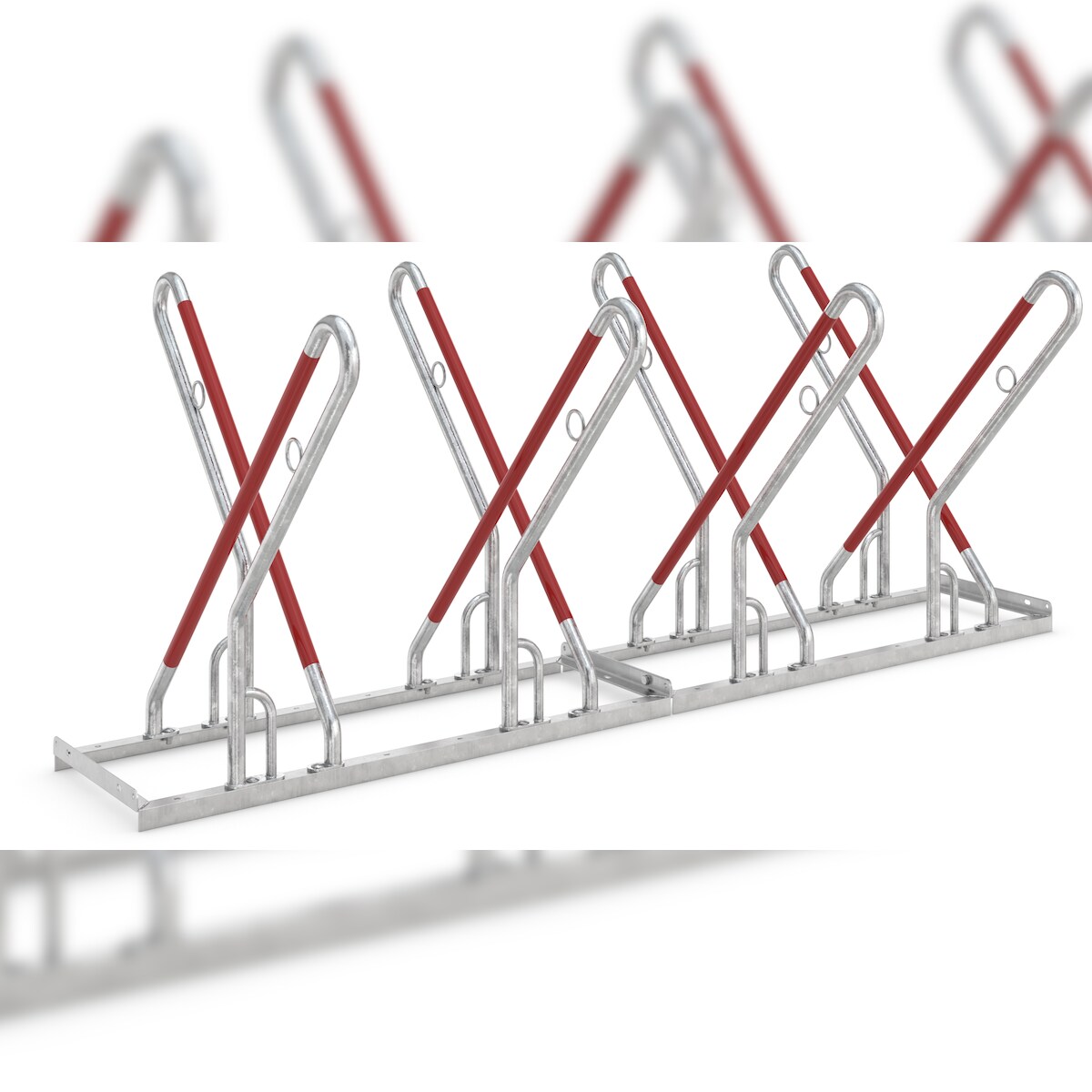 Fahrradständer 0518 XBF für 8 Fahrräder |sicherer Anlehnbügel auch für Mountainbikes und E-Bikes | beidseitig zum Aufdübeln | Stahl verzinkt Image