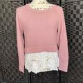 American Eagle Outfitters Sweaters | American Eagle Pink Lace Sweater Sz M | Color: Pink/White | Size: M