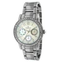 Peugeot Women's 2937SL Silver-Tone Round Multi-Function Swarovski Crystal Accent Bracelet Watch