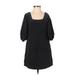 Express Casual Dress - Shift Square 3/4 sleeves: Black Print Dresses - Women's Size X-Small