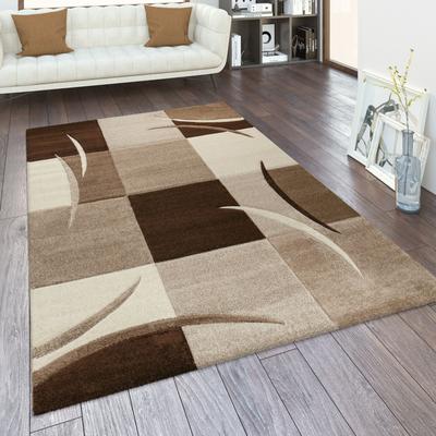 Teppich PACO HOME "Diamond 665", braun, B:200cm H:17mm L:290cm, Polypropylen (PP), Teppiche, Karo Muster, 3D-Design, auch als Läufer, Wohnzimmer, Schlafzimmer Image