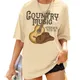 T-shirt pour femme avec motif de guitare et de musique Country américaine Vintage occidental