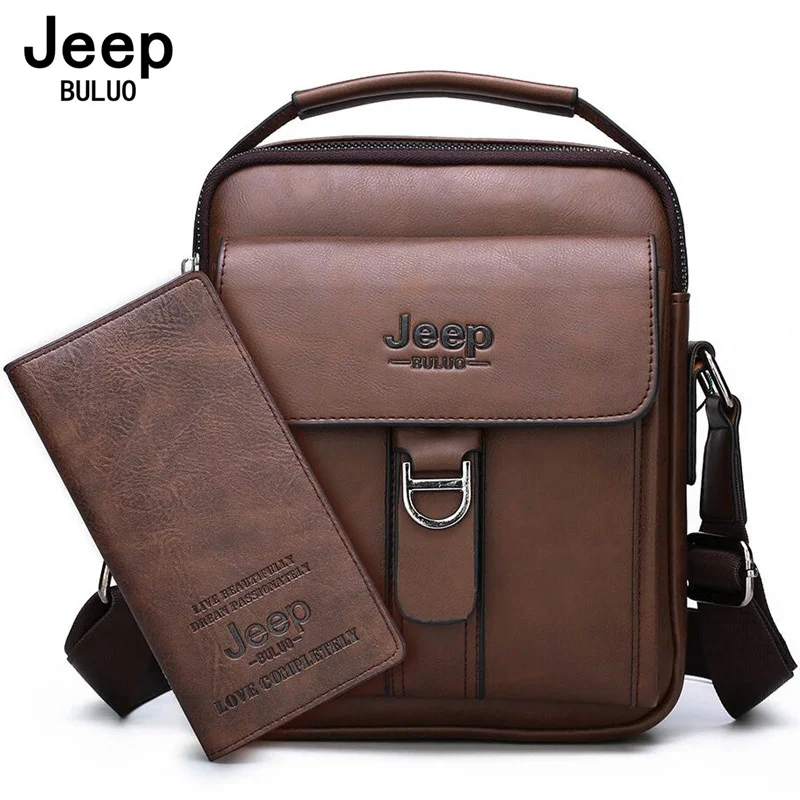 JEEP BULUO – sac à bandoulière de marque pour hommes, nouveaux sacs à bandoulière en cuir de haute qualité pour hommes Business décontracté mode fourre-tout marron