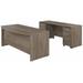 Bush Business Furniture Studio C 72W x 36D Bow Front Desk and Credenza with Mobile File Cabinets in Modern Hickory - Bush Furniture STC009MHSU