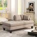 64" Deep Tufted Upholstered Textured Fabric Chaise Lounge