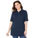 Plus Size Women's Short Sleeve Polo by Catherines in Navy (Size 1X)