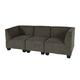 Mendler Modular 3-Sitzer Sofa Couch Lyon, Stoff/Textil ~ braun, hohe Armlehnen