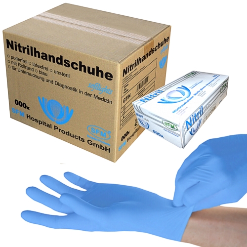 SFM ® SOFTLIGHTS : XL Nitrilhandschuhe puderfrei F-tex blau (900) Image