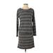 Lou & Grey Casual Dress - Sweater Dress: Gray Stripes Dresses - Women's Size X-Small